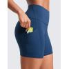 imageCRZ YOGA Butterluxe Biker Shorts Pockets 5  High Waisted Volleyball Workout Athletic Yoga WomensFrench Navy