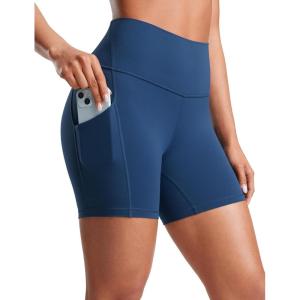 imageCRZ YOGA Butterluxe Biker Shorts Pockets 5  High Waisted Volleyball Workout Athletic Yoga WomensFrench Navy