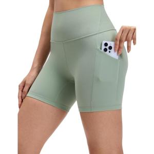 imageCRZ YOGA Butterluxe Biker Shorts Pockets 5  High Waisted Volleyball Workout Athletic Yoga WomensGreen Palm Court