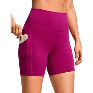 imageCRZ YOGA Butterluxe Biker Shorts Pockets 5  High Waisted Volleyball Workout Athletic Yoga WomensMagenta Purple