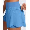 imageCRZ YOGA 2 in 1 Double Layer Running Shorts for Women 3  High Waisted for Athletic Tennis Workout with Zip PocketsParty Blue