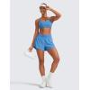 imageCRZ YOGA 2 in 1 Double Layer Running Shorts for Women 3  High Waisted for Athletic Tennis Workout with Zip PocketsParty Blue