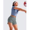 imageCRZ YOGA Dolphin Athletic Shorts for Women 5  Mid Waisted Quick Dry for Running Workout Gym Track with Zip PocketGrey Sage