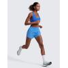 imageCRZ YOGA Dolphin Athletic Shorts for Women 5  Mid Waisted Quick Dry for Running Workout Gym Track with Zip PocketParty Blue
