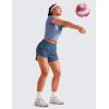 imageCRZ YOGA Dolphin Athletic Shorts for Women 5  Mid Waisted Quick Dry for Running Workout Gym Track with Zip PocketStelindigo Blue