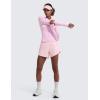 imageCRZ YOGA Dolphin Athletic Shorts for Women 5  Mid Waisted Quick Dry for Running Workout Gym Track with Zip PocketStrawberry Pink
