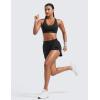 imageCRZ YOGA Dolphin Flat Waist Athletic Shorts for Women 3  High Rise Quick Dry for Running Workout Gym Track with Zip PocketsBlack