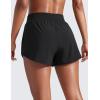 imageCRZ YOGA Dolphin Flat Waist Athletic Shorts for Women 3  High Rise Quick Dry for Running Workout Gym Track with Zip PocketsBlack