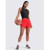 imageCRZ YOGA Dolphin Flat Waist Athletic Shorts for Women 3  High Rise Quick Dry for Running Workout Gym Track with Zip PocketsDeep Red