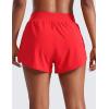 imageCRZ YOGA Dolphin Flat Waist Athletic Shorts for Women 3  High Rise Quick Dry for Running Workout Gym Track with Zip PocketsDeep Red