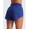 imageCRZ YOGA Dolphin Flat Waist Athletic Shorts for Women 3  High Rise Quick Dry for Running Workout Gym Track with Zip PocketsLarkspur Blue