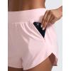 imageCRZ YOGA Dolphin Flat Waist Athletic Shorts for Women 3  High Rise Quick Dry for Running Workout Gym Track with Zip PocketsStrawberry Pink