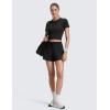 imageCRZ YOGA Drapey 2 in 1 Athletic Shorts for Women  High Waisted V Slit Casual Tennis Running with PocketsBlack