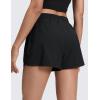 imageCRZ YOGA Drapey 2 in 1 Athletic Shorts for Women  High Waisted V Slit Casual Tennis Running with PocketsBlack