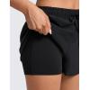 imageCRZ YOGA Drapey 2 in 1 Athletic Shorts for Women  High Waisted V Slit Casual Tennis Running with PocketsBlack