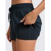 imageCRZ YOGA Drapey 2 in 1 Athletic Shorts for Women  High Waisted V Slit Casual Tennis Running with PocketsTrue Navy