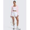 imageCRZ YOGA Drapey 2 in 1 Athletic Shorts for Women  High Waisted V Slit Casual Tennis Running with PocketsWhite