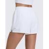 imageCRZ YOGA Drapey 2 in 1 Athletic Shorts for Women  High Waisted V Slit Casual Tennis Running with PocketsWhite