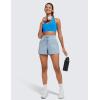 imageCRZ YOGA Lightweight Casual Shorts for Women 35  High Waisted Linerless for Athletic Lounge Hiking with Zip PocketsCambric Blue