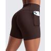 imageCRZ YOGA Secretsculpt Butterlift Biker Shorts Pockets 5  No Front Seam Womens High Waist Workout Booty Scrunch ButtHot Fudge Brown
