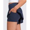 imageCRZ YOGA Softretch 2 in 1 Flowy Shorts for Women  High Waisted Causal Yoga Lounge Workout with PocketsClub Blue
