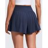 imageCRZ YOGA Softretch 2 in 1 Flowy Shorts for Women  High Waisted Causal Yoga Lounge Workout with PocketsClub Blue