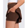 imageCRZ YOGA Softretch 2 in 1 Flowy Shorts for Women  High Waisted Causal Yoga Lounge Workout with PocketsLava Brown