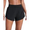 imageCRZ YOGA Dolphin Flat Waist Athletic Shorts for Women 3  High Rise Quick Dry for Running Workout Gym Track with Zip PocketsBlack
