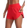 imageCRZ YOGA Dolphin Flat Waist Athletic Shorts for Women 3  High Rise Quick Dry for Running Workout Gym Track with Zip PocketsDeep Red
