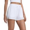 imageCRZ YOGA Drapey 2 in 1 Athletic Shorts for Women  High Waisted V Slit Casual Tennis Running with PocketsWhite
