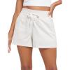 imageCRZ YOGA Lightweight Casual Shorts for Women 35  High Waisted Linerless for Athletic Lounge Hiking with Zip PocketsMilky White Bone