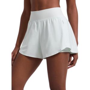 imageCRZ YOGA 2 in 1 Double Layer Running Shorts for Women 3  High Waisted for Athletic Tennis Workout with Zip PocketsOcean Air