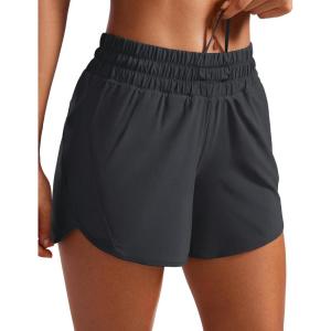 imageCRZ YOGA Dolphin Athletic Shorts for Women 5  Mid Waisted Quick Dry for Running Workout Gym Track with Zip PocketGraphite Grey