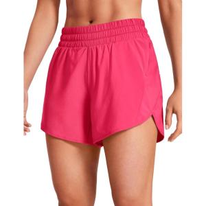 imageCRZ YOGA Dolphin Athletic Shorts for Women 5  Mid Waisted Quick Dry for Running Workout Gym Track with Zip PocketLip Gloss Pink
