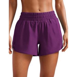 imageCRZ YOGA Dolphin Athletic Shorts for Women 5  Mid Waisted Quick Dry for Running Workout Gym Track with Zip PocketPlum Magenta