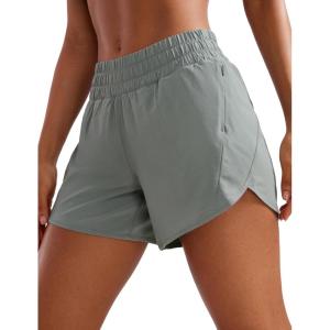 imageCRZ YOGA Dolphin Athletic Shorts for Women 5  Mid Waisted Quick Dry for Running Workout Gym Track with Zip PocketSterling