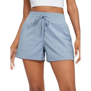 imageCRZ YOGA Lightweight Casual Shorts for Women 35  High Waisted Linerless for Athletic Lounge Hiking with Zip PocketsCambric Blue