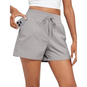 imageCRZ YOGA Lightweight Casual Shorts for Women 35  High Waisted Linerless for Athletic Lounge Hiking with Zip PocketsDark Chrome