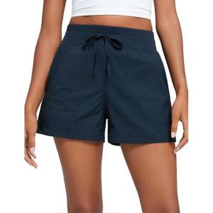 imageCRZ YOGA Lightweight Casual Shorts for Women 35  High Waisted Linerless for Athletic Lounge Hiking with Zip PocketsInk Blue