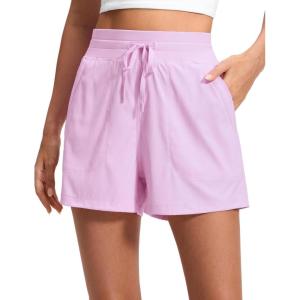 imageCRZ YOGA Lightweight Casual Shorts for Women 35  High Waisted Linerless for Athletic Lounge Hiking with Zip PocketsVita Pink