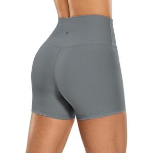imageCRZ YOGA Naked Feeling Biker Shorts 4  High Waist Yoga Workout Running Gym Spandex WomensDark Carbon