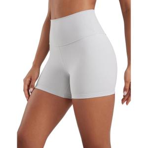 imageCRZ YOGA Naked Feeling Biker Shorts 4  High Waist Yoga Workout Running Gym Spandex WomensPlatinum Grey