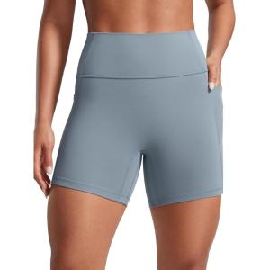 imageCRZ YOGA Secretsculpt Butterlift Biker Shorts Pockets 5  No Front Seam Womens High Waist Workout Booty Scrunch ButtBelgian Blue