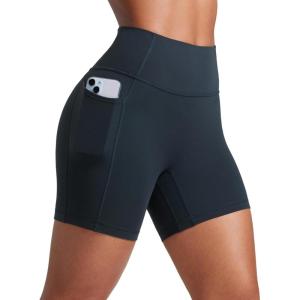 imageCRZ YOGA Secretsculpt Butterlift Biker Shorts Pockets 5  No Front Seam Womens High Waist Workout Booty Scrunch ButtTrue Navy