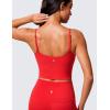 imageCRZ YOGA Butterlift Adjustable U Back Crop Tank Tops for Women  Padded Camisole Scoop Neck Workout Longline Sports BrasDeep Red