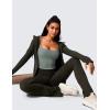 imageCRZ YOGA Butterlift Adjustable U Back Crop Tank Tops for Women  Padded Camisole Scoop Neck Workout Longline Sports BrasGrey Sage