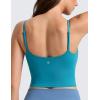 imageCRZ YOGA Butterlift Adjustable U Back Crop Tank Tops for Women  Padded Camisole Scoop Neck Workout Longline Sports BrasHawaiian Blue
