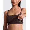 imageCRZ YOGA Butterlift Adjustable U Back Crop Tank Tops for Women  Padded Camisole Scoop Neck Workout Longline Sports BrasHot Fudge Brown