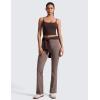 imageCRZ YOGA Butterlift Adjustable U Back Crop Tank Tops for Women  Padded Camisole Scoop Neck Workout Longline Sports BrasHot Fudge Brown