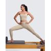 imageCRZ YOGA Butterlift Adjustable U Back Crop Tank Tops for Women  Padded Camisole Scoop Neck Workout Longline Sports BrasOak